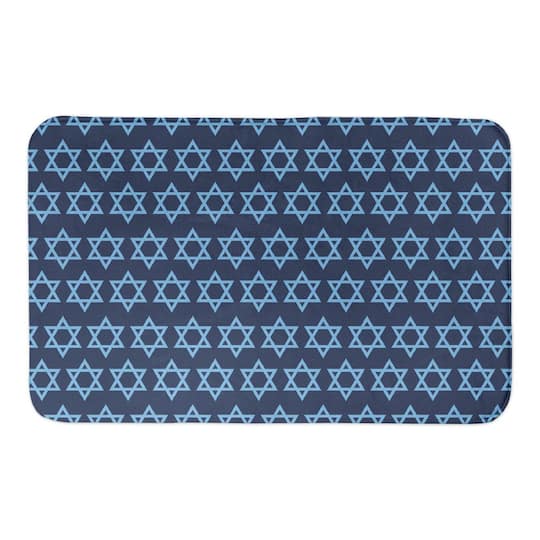 Designs Direct Blue Star Of David Pattern Bath Mat, 34&#x22; x 21&#x22;